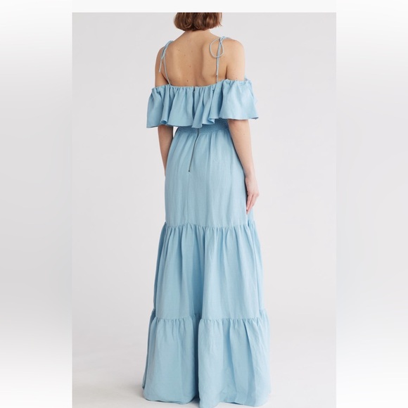 Alice + Olivia Sky Blue Ruffle Maxi Dress - Picture 2 of 3